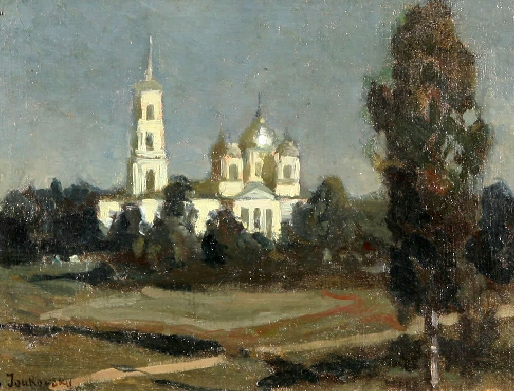 church cupolas bathed in the moonlight